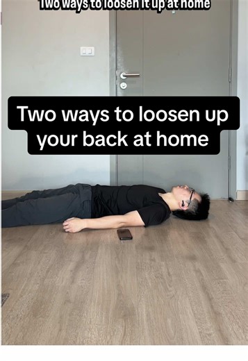 Two ways to loosen up your low back at home ⬇️ Low back feels like it's been locked in the same position for hours. Stiff when you stand up. Stiff when you lean over. Aching since midday. You don't need any fancy equipment or a gym to get relief. Your home is FULL of solutions you're just not seeing yet: - Kitchen counter corners. - Two chairs. - A sturdy desk. - A door frame or door you can hang from. Anything stable where you can support your weight, lift your feet, and let gravity decompress 