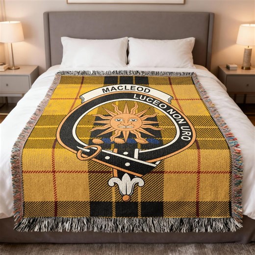 Macleod Clan Tartan Woven Blanket, Authentic Scottish Heritage, Premium Home Decor - Etsy