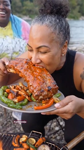 Wood fire spicy ribs and vegetable country style cooking