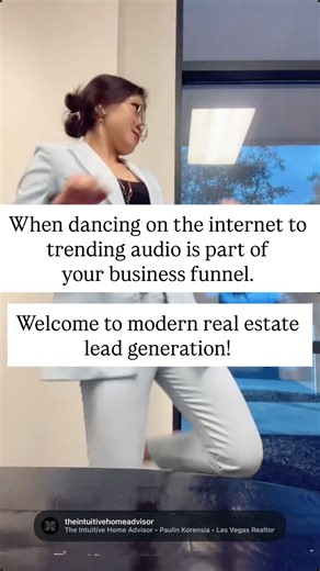 The Intuitive Home Advisor • Paulin Korensia • Las Vegas Realtor on Instagram: "Signed up to sell homes. Accidentally joined the content creator economy 😂 no one warned me about this part…but here we are, turning cringe into currency! 🙈 When your business plan involves trending audio and somehow works. Modern problems require modern solutions 💃🏻🪩🕺 Enjoy the dance. Call me for the keys. 📱626-905-5475 TikTok @korensia"
