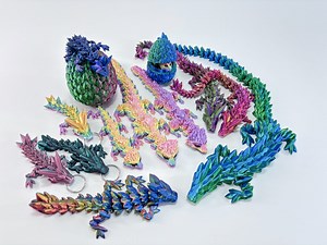 3D gedruckter Drache optional mit Drachenei beweglicher gelenkiger Kristalldrachen, Wapu Drache oder Edelstein Drache - ASMR Fidget - Etsy.de