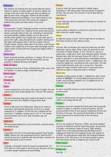 #types of poetry|different types of poem in English literature|Major forms of poetry in English