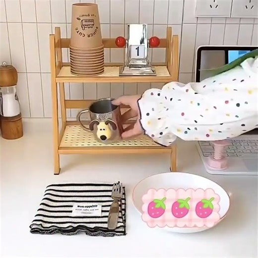 Aesthetic Bamboo Shelf | Perfect for Your Coffee Bar Station