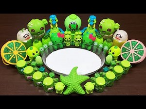 Green Slime | Mixing Random Things into Glossy Slime | Satisfying Videos #279