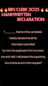 IBPS CLERK HANDWRITTEN DECLARATION SAMPLE #ibps #sbi #fciag3 #ibpspo #ibpsclerk @studified #ssc