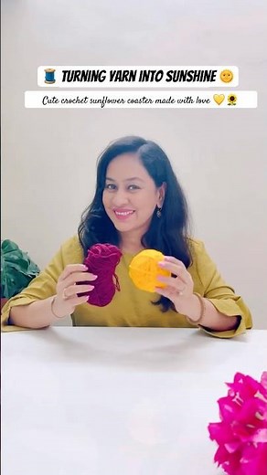 Turning yarn into sunshine 🌞🧵 Cute crochet sunflower coaster made with love 💛🌻#crochettutorial