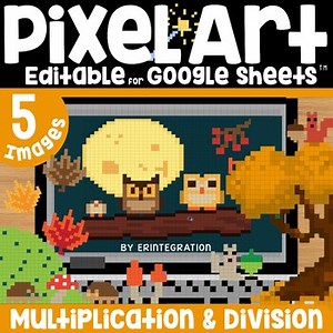 Pixel Art Math Multiplication and Division Facts: Fall Themed After Halloween
