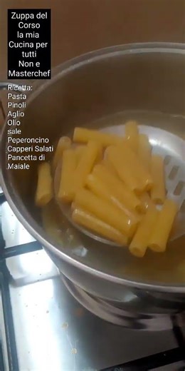 Soup of the course Pasta, Tomato, Garlic, Oil, Chili Pepper, Pine Nuts, Capers, Pancetta, Salt #p...