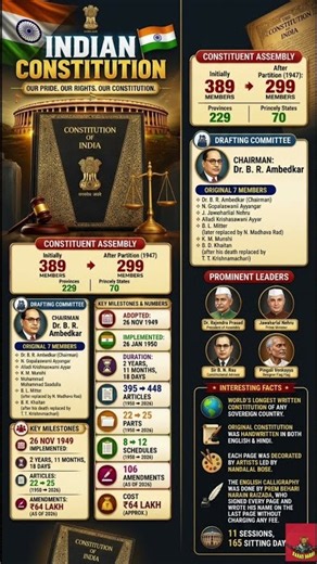 🇮🇳 Indian Constitution Explained | 389 Members to 448 Articles Amazing Facts #constitutionofindia