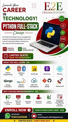 Python Full-Stack Course | Start Your IT Career Today! 🔥