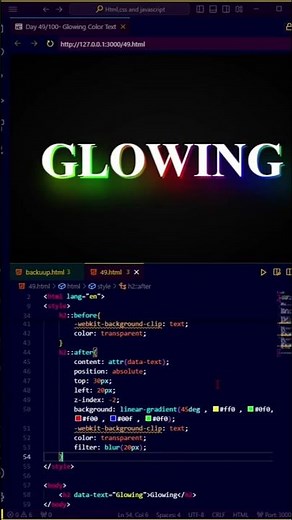 Create Glowing Text in CSS #shorts#viral#trending #shorts#css#js#html#coding