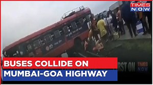 2 Buses Collide On Mumbai-Goa Highway; 15 People Injured; Horrific Visuals Emerge From Site | English News