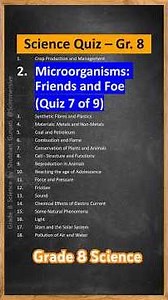 Grade 8 Science - Chapter 2, Quiz 7 of 9: Microorganisms: Friends and Foe - MCQ Quiz