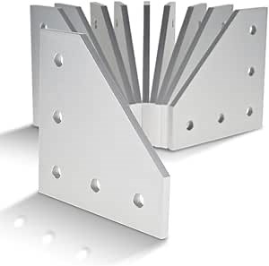 8020, 4351, 15 Series, Aluminum 5 Hole 90 Degree Angled Flat Plate Bracket Straight Mounting Connector Bracket for 80/20 T Slot Extruded Aluminum Extrusion (Clear Anodize, 10)