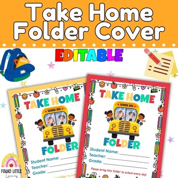4 Bright Editable Take Home Folder Covers - Binder Covers - Back to School