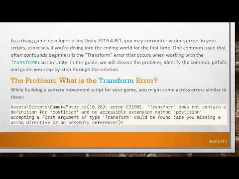Fixing the Transform Error in Unity Engine: Understanding the Common Mistakes