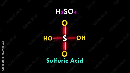 Sulfuric Acid molecular structure, Sulfuric acid is a strong acid. Sulfuric acid reacts with active metals (such as zinc, iron) to produce hydrogen gas. Chemical structural formula of. (H2SO4)
