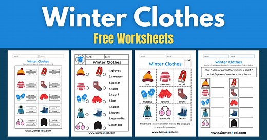 Winter Clothes Worksheets For Kids | Games4esl