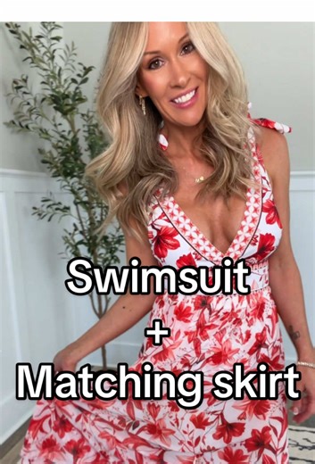 One-Piece Swimsuit with Matching Skirt for Beach Style