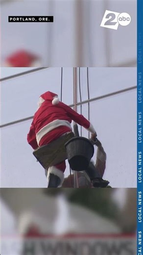 Window washers bring Christmas joy to kids at Randall Children's Hospital in Portland, Oregon