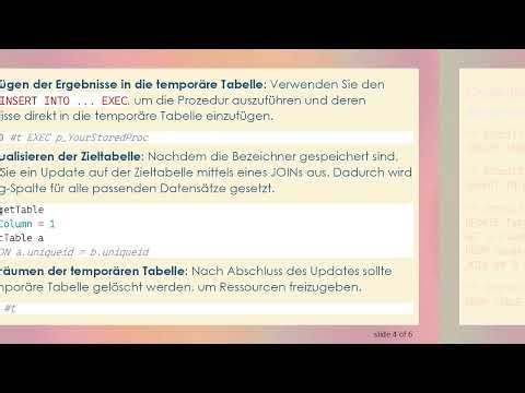 Effizientes Durchlaufen von Ergebnissen gespeicherter Prozeduren in SQL ohne Cursor