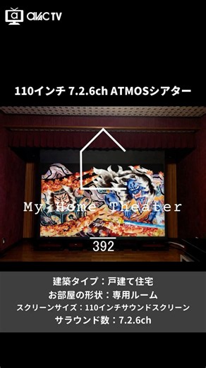 【マイホームシアター392】110インチ 7.2.6ch ATMOSシアター｜防音専用ルームを立体音響へ刷新 #AVAC #ホームシアター #DolbyAtmos #JBL #プロジェクター