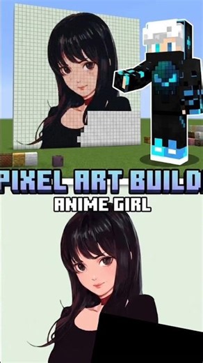 I Made a Cute Anime Girl Pixel Art in Minecraft 😍🔥