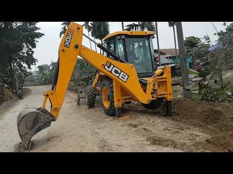 JCB Backhoe Making Drain in Road - JCB Working in Road Construction Site - JCB Backhoe Video 8