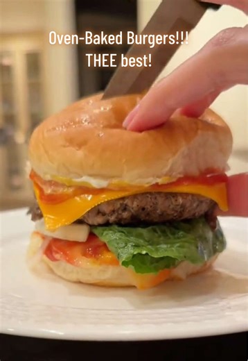 Baked burgers are THEE BEST! Always juicy and moist and easiest clean-up EVER! #burgers #crowdpleaser #homecooking #quickrecipes #momof5