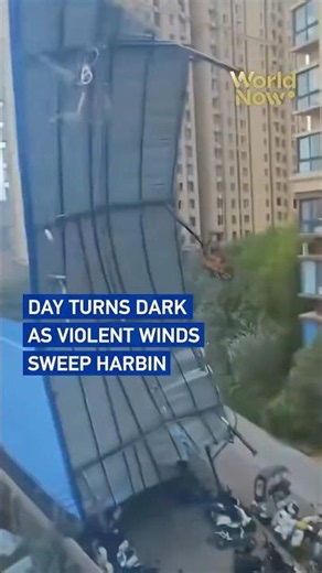 Day turns dark as violent winds sweep Harbin #worldnow