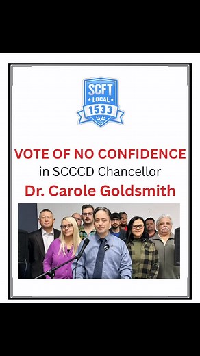 14 reactions | The faculty of the state center community college district have executed a vote of no confidence in the top administrator of the district, Dr. Carol Goldsmith. This vote of no confidence is backed by a survey confirming lack of confidence in the top administrator and a call for her immediate removal from Office, regardless of herself scheduled retirement, date of September 2026. The resolution of no confidence was read at a press conference today. | Ashleigh Greene | Facebook