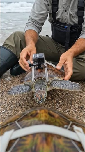Sea Turtle POV 🐢 Tiny Camera Shows the Hidden Ocean World #shorts
