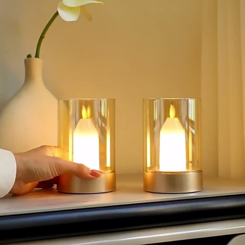 Flameless LED Candles with Hand Sweep Sensor - Stepless Dimmable Rechargeable Cordless Candles Night Light, Table Lamp for Bedroom Bedside Living Room Dining Dorm Desk Decorations (Gold) - Amazon.com