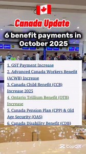 102K views · 257 reactions | Canada Revenue Agency (CRA) recalculates benefits on an annual basis and will be sending out 6 benefit payments in October 2025 #fyp #reels #GoodNews #canada #CRABenefits | John Rey Villanueva | Facebook