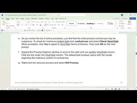 7 2 11 Exploring Processes, Threads, Handles, and Windows Registry