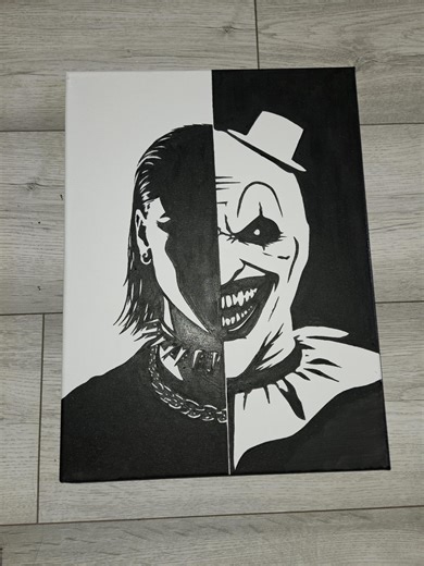 Art the Clown Terrifier Rhea Ripley Black and White Acrylic Painting (30x40cm) - Etsy
