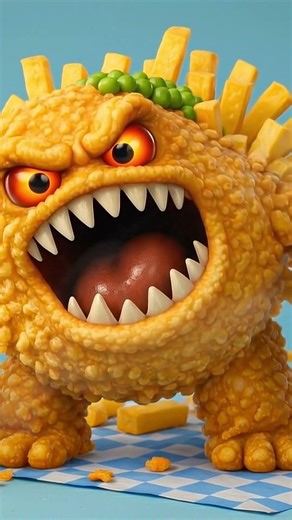 The Fish & Chips Monster attacks #viral #animationshorts #kidsanimation #viralvideo #fyp