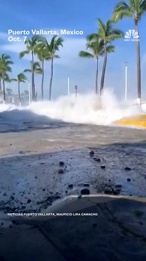 High waves hit Mexico’s Pacific coast as Tropical Storm Priscilla passed off the coast of Jalisco, triggering flooding and damage along the Puerto Vallarta’s waterfront. | NBC News
