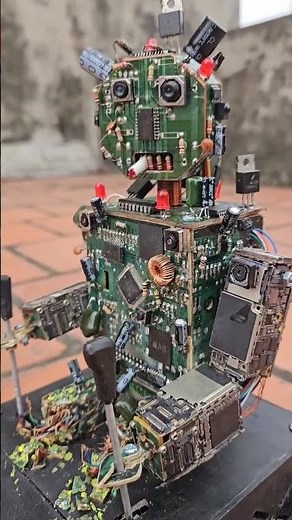 Test 03 - I built a robot model from old circuit boards | It can drive itself