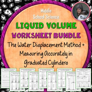 Measuring Liquid Volume in Graduated Cylinders Worksheet Bundle