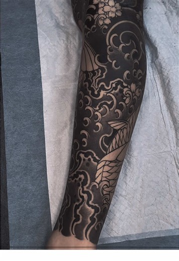 Japanese Hannya Mask and Pagoda Tattoo Art Progress