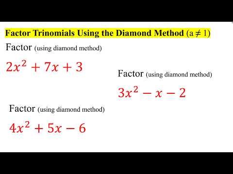 Factor Trinomials Using the Diamond Method