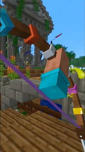 Wynncraft Minecraft VR Quest 3S Steam Link (W takiej perspektywie to naprawdę zachęca do zwiedzania.