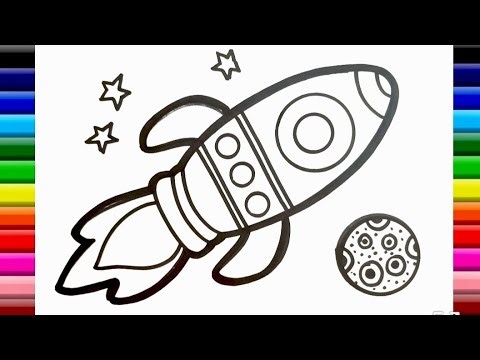 How to Draw a Rocket in Space 🚀 | Easy Space Drawing Step by Step