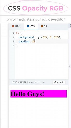 CSS Opacity RGBa #programming #coding #css