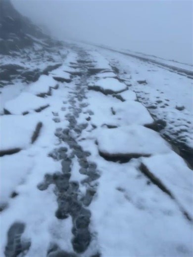 Snowdon summit in the snow