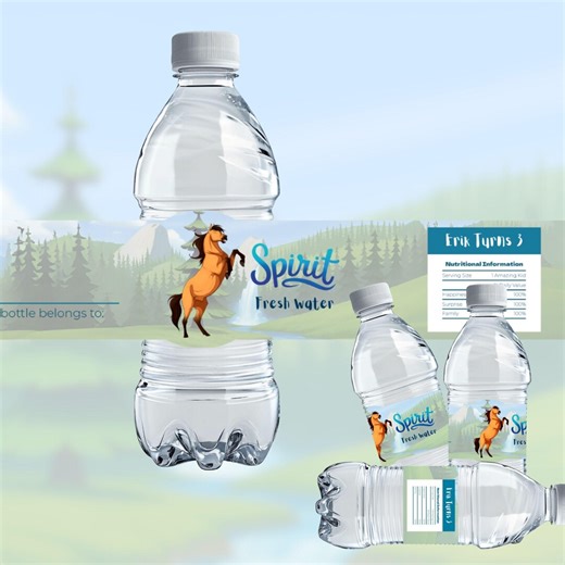 Spirit Riding Free Water Bottle Labels | Printable Girl Birthday Decor | Editable Party Template | Instant Download - Etsy