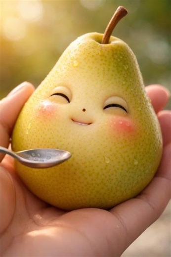 I Fed a Pear… and It Reacted 😳🍐 | Cute AI Food Animation #ai #youtube #shorts