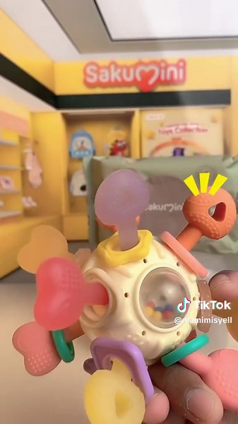 Sakumini Teether Ball Rattle Mainan Gigitan Bola Silikon Kerincingan Bayi BPA Free