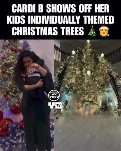 Cardi B set up a Christmas tree for all her four kids using their favourite things 🎄 Kulture got a Labubu tree 🌲 Wave got a sonic Tree 🎄 Blossom got a mini mouse tree 🌲 Baby Brim got a patriots tree representing his dad 🎅🏾🎁 | DjYoyo FromMiami
